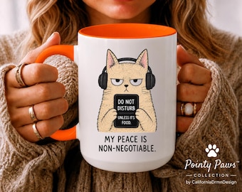 Funny Cat Mug, My Peace Is Non-Negotiable Mug, Introvert Coffee Mug, Cat Lover Gift, Do Not Disturb, Pointy Paws™