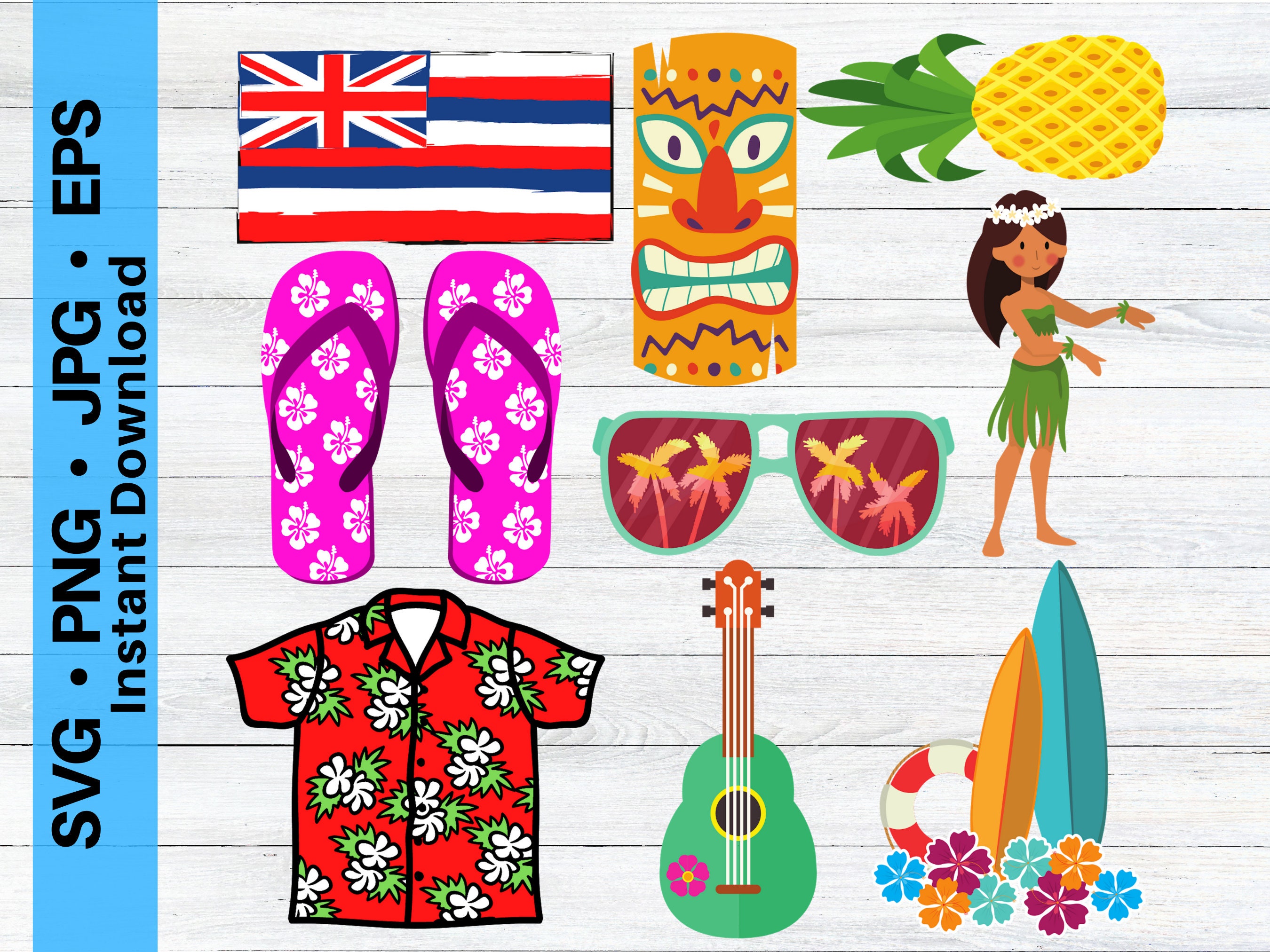 Hawaiian Clipart, Hawaii SVG, Hawaiian Shirt, Hawaiian T-Shirt, Hawaiian  Flag, Hawaiian Stickers, Hawaiian Islands, SVG Files for Cricut