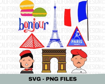 France SVG, Paris SVG, French Clipart, France Lover Gift, France Europe Vacation Travel, Eiffel Tower Svg, Sublimation Designs PNG, Cricut