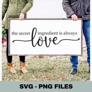 SVG, The Secret Ingredient Is Immer Liebe, Küchen Zitat Bauernhaus Zeichen SVG, Kochen Schnitt Datei, Schablone HTV Design, Familie svg, Png, Cricut