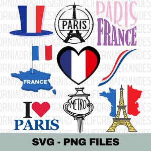 Paris Clip Art, Eiffel Tower SVG Cut File, I Love Paris SVG, Paris Tower SVG, Gift for Paris Lover, Paris Travel, Cricut Design Svg & Png