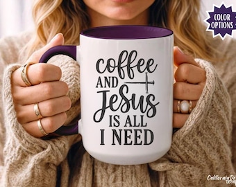 Tazza da caffè e Gesù / Tazza da caffè cristiana per donne / Tazza di fede ispiratrice / Regalo di scritture religiose / Tazza da caffè mattutino con versetti della Bibbia