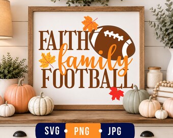 SVG et PNG de football familial et religieux, design de t-shirt de football d'automne, sublimation pour Thanksgiving