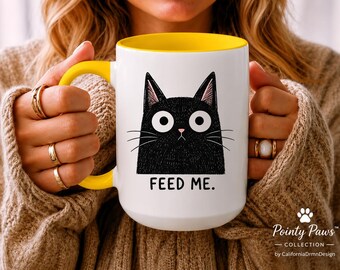 Feed Me Funny Cat Mug, Cat Lover Gift, Funny Coffee Mug, Cat Mom Gift, Sarcastic Mug, Coworker Gift, Gag Gift, Pet Lover