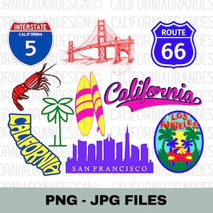 California Clipart, California PNG, California Lover Gift, California Travel Vacation Tourism, California T Shirt, Golden State Png