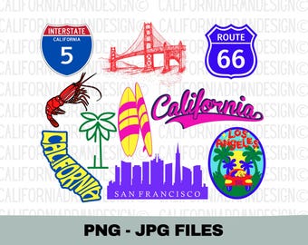California Clipart, California PNG, California Lover Gift, California Travel Vacation Tourism, California T Shirt, Golden State Png