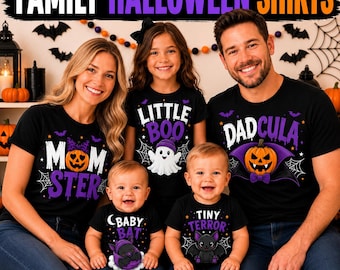 Matching Family Halloween Shirts | Momster Dadcula Little Boo Tiny Terror Baby Bat | Family Costume Shirt Set | Pumpkin Patch | Boo Crew