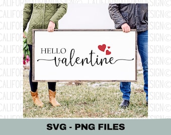 Valentinstag SVG-PNG-Dateien, Hallo Valentinstag Zeichen geschnitten, Valentinstag Shirt Sofort, Valentinstag Türschild, Valentinstag Cricut Cut Dateien