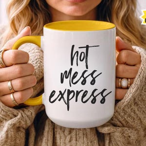 Hot Mess Express-kaffemugg, rolig sarkastisk kontorsmugg, söt mammalivspresent, kaffeälskarepresent, humormugg för henne, 30 cl keramikmugg