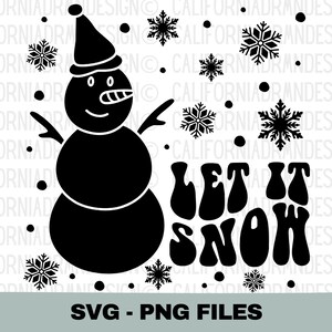 Niech pada śnieg Svg, Bałwan Svg, Wesołych Świąt Svg, Bałwan Png, Piosenka świąteczna Svg, Płatek śniegu Svg, Zima Svg, Śnieg Png, Cricut SVG Plik do cięcia