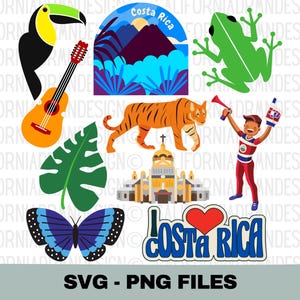 Costa Rica Clipart, Costa Rica SVG, Costa Rican Lover Gift, Costa Rica Vacation Travel, Exotic Tropical Jungle SVG, Sublimation Design PNG