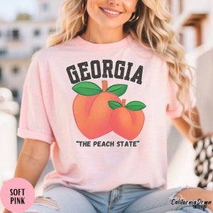 Comfort Colors Georgia T-Shirt, Unisex Vintage Tees, State Shirts, The Peach State, Georgia Family Vacation Gift, Georgia Lovers T Shirt