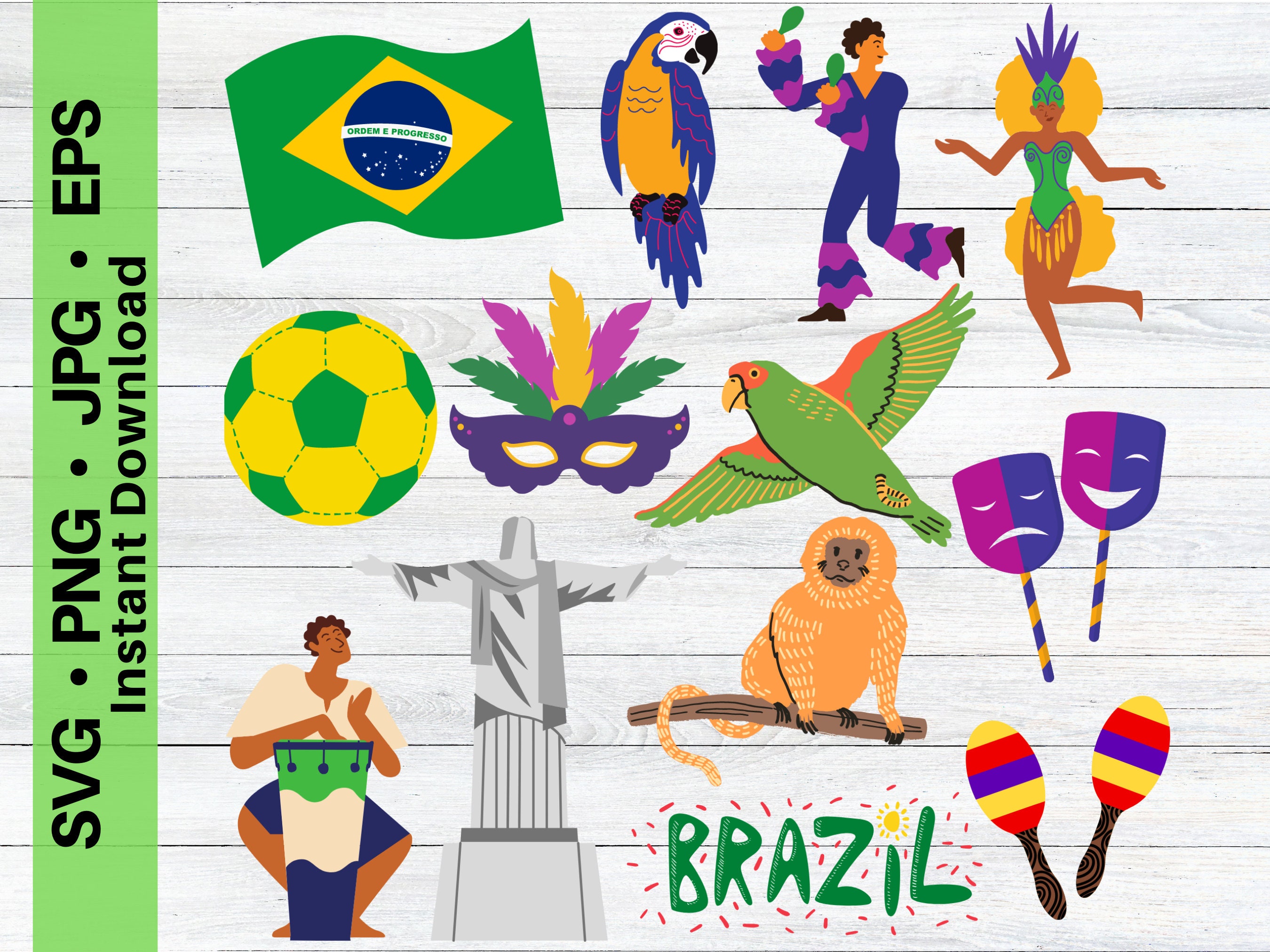 Promotion Clearance!10Pcsset Stickers Pack Cute Brazil