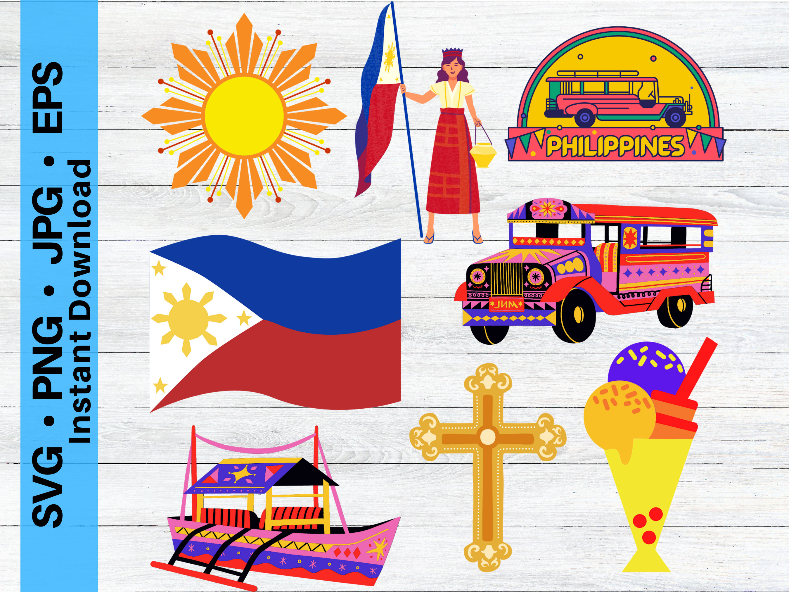 Philippines SVG, Filipino SVG, Filipino Stickers, Filipino Clipart, Filipino  Flag, Halo Halo, Sun and Stars, Jeepney, SVG Files for Cricut - Etsy