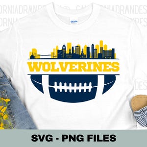 Wolverines SVG | Football SVG | Michigan Skyline Svg | Game Day Shirt Design | College Team Spirit Svg | Michigan Sports Cut File for Cricut
