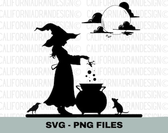 Calderone della strega per Halloween SVG, Pozione spettrale delle streghe SVG, Strega SVG, Regalo per gli amanti di Halloween, Sublimazione di Halloween, File Cricut SVG e PNG