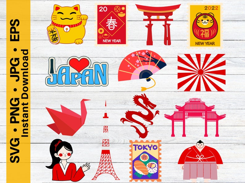 Japan Clipart Japanese Stickers Japan SVG Japanese Art Etsy