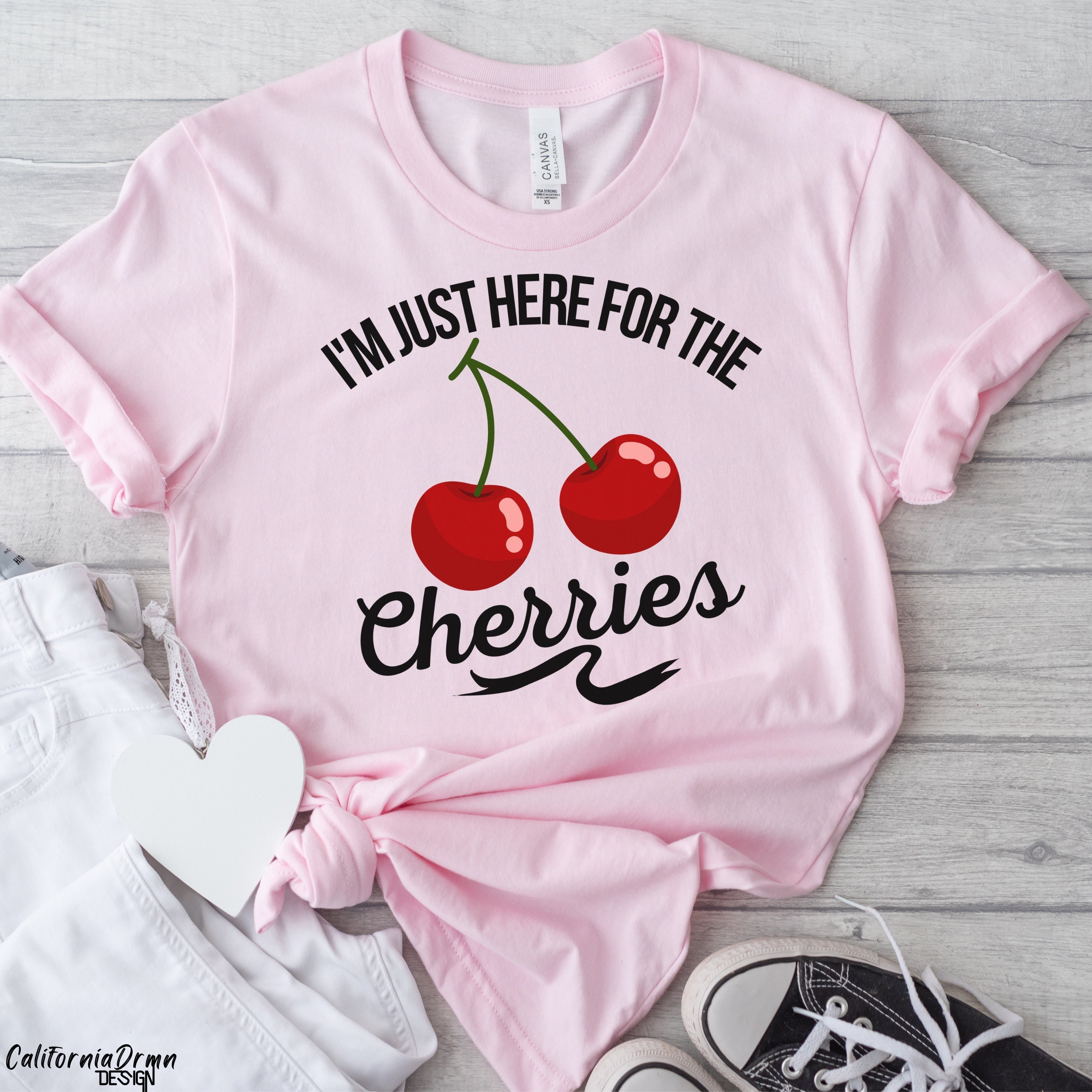 I'm Just Here for the Cherries Shirt, Cute Cherry Graphic Tee