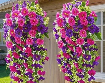 4PCS Artificial Morning Glory Vines UV Resistant Hanging Flowers Outdoor Garden Home Decor