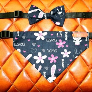 Dog scarf with bow tie with collar