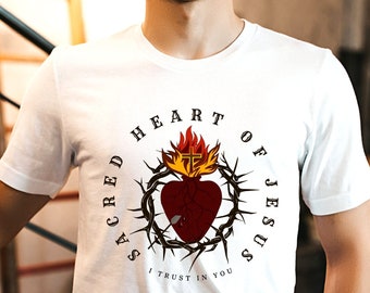Sacred Heart of Jesus T-shirt for Men, Traditional Catholic Clothing, Jesus, Sacred Heart, Latin Mass - Catholic Shirt for Men