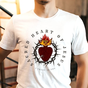 Sacred Heart of Jesus T-shirt for Men, Traditional Catholic Clothing, Jesus, Sacred Heart, Latin Mass - Catholic Shirt for Men