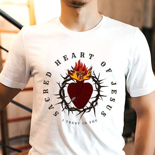 Sacred Heart of Jesus T-shirt for Men, Traditional Catholic Clothing, Jesus, Sacred Heart, Latin Mass - Catholic Shirt for Men