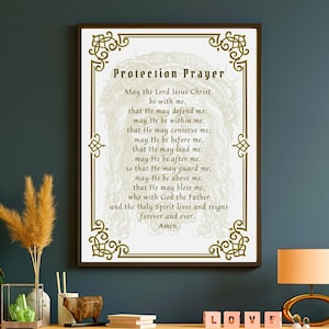 Protection Prayer Catholic Classic Style Printable Wall Art - May the Lord Jesus Christ be with me prayer - Digital Download