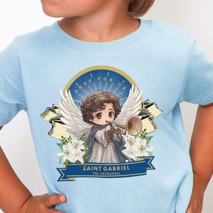 Saint Gabriel Archangel Toddler Shirt: Catholic Kids Baptism Gift