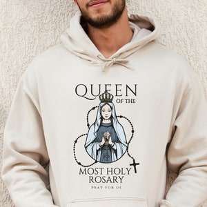Queen of the Most Holy Rosary Hoodie, Mother of God, Devotion to Rosary ...
