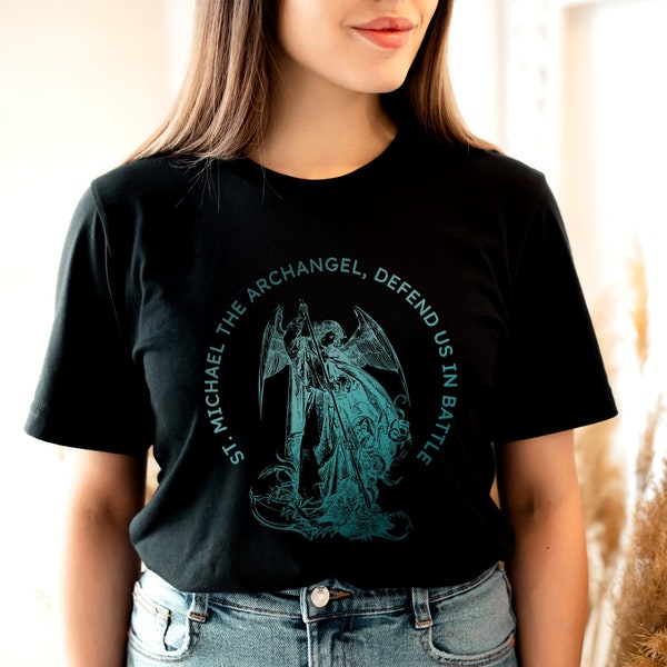 Saint Michael the Archangel T-shirt - Saint Michael Prayer, Catholic Apparel, Catholic Clothing, Archangel Shirt - Catholic Shirt for Women