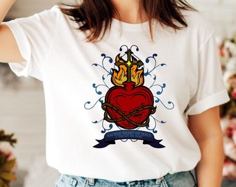 イエスの聖心への信仰Tシャツ、イエスの聖心、私はあなたを信頼します！宗教服 - カトリックシャツ ユニセックス