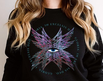 Gloria in Excelsis Deo, Seraphim Angel of God, Glory to God in the highest and peace to his people on earth - Catholic Sweatshirt for Women
