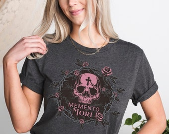 Memento Mori, Floral Skull Remember your death, Catholic Halloween, You must die, Catholic All Souls Day, Purgatory-Catholic Shirt for Women