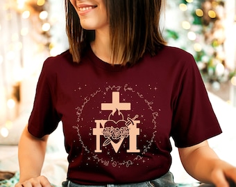 Mary T-shirt, Miraculous Medal, Immaculate heart of Mary | O Mary, conceived without sin | Marian Devotion - Catholic Shirt for Women
