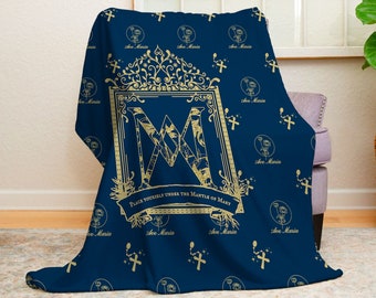 Auspice Maria Place yourself under the Mantle of Mary Gift Blanket | Virgin Mary Devotion, Mary's Mantle, Golden Monogram - Catholic Blanket