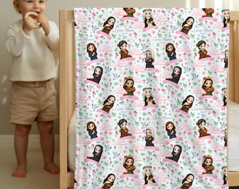 Communion Of Saints, Female Saints Blanket, Baptism Gift, Christening Blanket, Throw Blanket for Children, Baby Swaddle Toddler, Holy Saints