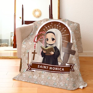 St Monica of Hippo Blanket, Catholic Kids Bedding, Baby Swaddle, Toddler Throw, Religious Nursery Decor, Roman Catholic Gift - Child Blanket