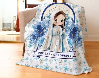 Our Lady of Lourdes Blanket for Kids, Catholic Baby Baptismal and Confirmation Gift, Blessed Virgin Mary, Marian apparition - Saint Blanket