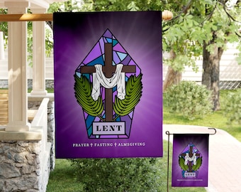 Purple Lent Flag, House Banner, Lenten Season Garden Flag/Banner, Catholic Lenten Season, Ash Wednesday, Calvary - Garden & House Banner