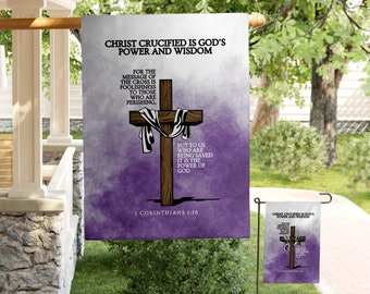 Cristo Crucificado, Calvario, Estandarte del Jardín del Miércoles de Ceniza de Cuaresma, Bandera de la Casa, Regalo de Cuaresma, Estandartes/Bandera Colgantes - Jardín Católico y Estandarte de la Casa