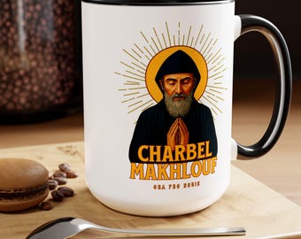 Saint Charbel Makhlouf katholieke mok 15oz, Libanese heilige beker, patroonheilige geschenk, bevestiging eerste communie katholiek geschenk - katholiek geschenk