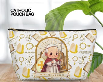 Pochette catholique Saint Jean-Paul II, sac pour chapelet, sac d'église pour enfants et adultes, saints patrons, cadeau catholique, cadeau de confirmation - pochette