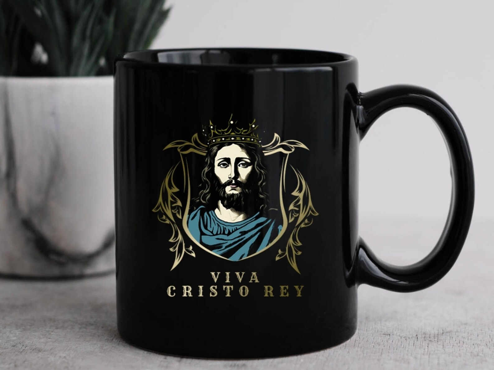 VIVA CRISTO Rey Black 11 Oz Mug, Christ the King, Long Live Christ the ...