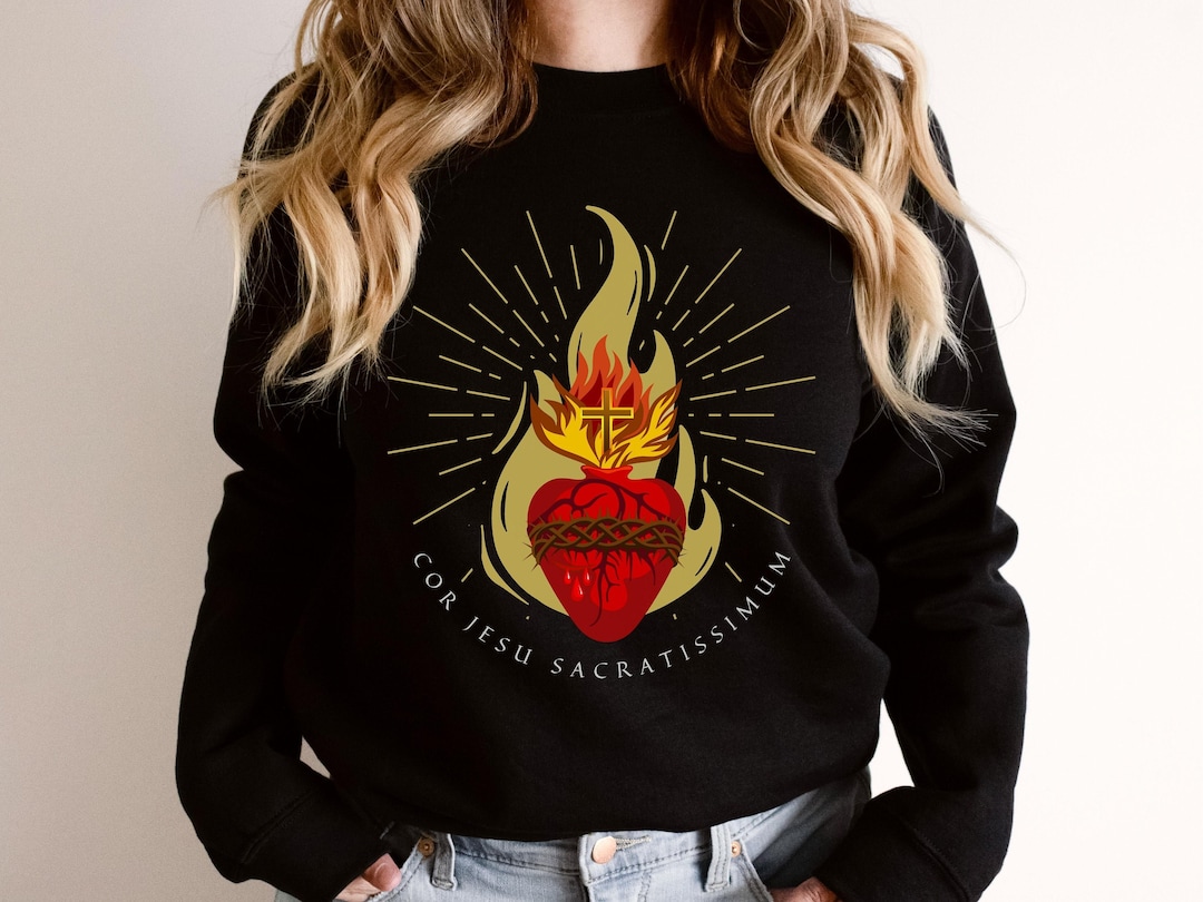 Cor Jesu Sacratissimum Sweater, Sacred Heart of Jesus, Holy Hearts Art