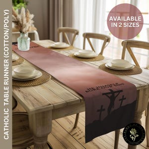Chemin de table carême : il a lui-même porté nos péchés, décoration d'intérieur de carême 40 jours mercredi des Cendres, linge de table catholique, décoration de cuisine, décoration de rassemblement
