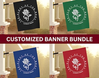 COMMANDE PERSONNALISÉE, Bundle de 4 bannières, Drapeaux catholiques / Bannières pour les foyers catholiques, Drapeaux catholiques romains - Drapeau/Bannière de la maison