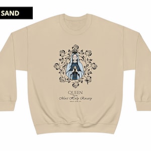 Floral Queen of the Most Holy Rosary Sweatshirt, Mother of God ...