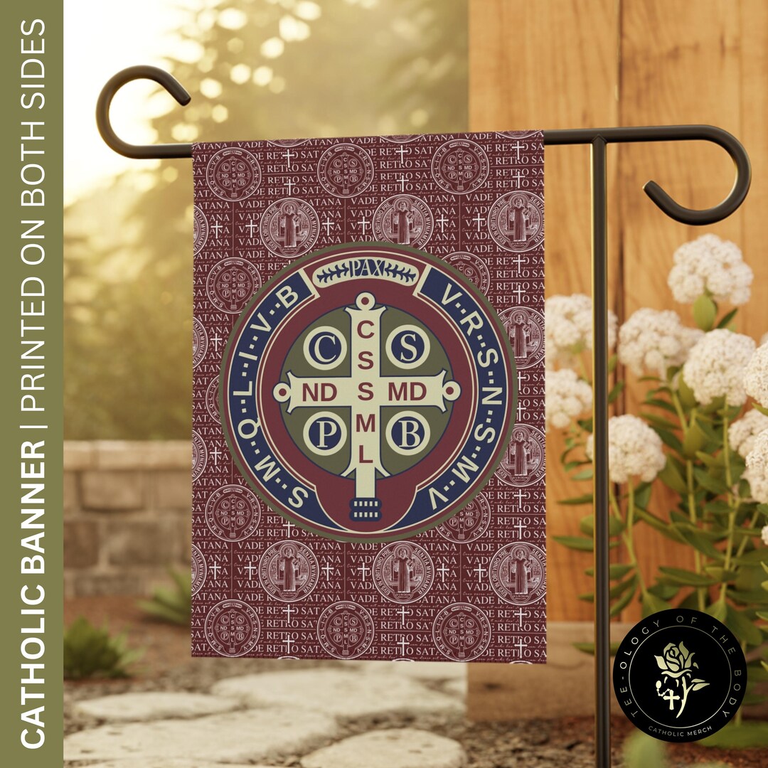 CATHOLIC Saint Benedict Medal Decor in Deep Red, St Benedict of Nursia ...