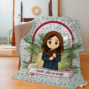 Saint Zoe of Rome Catholic Throw Blanket for Children, Baby Swaddle Toddler Baby Baptism Blanket, First Communion & Confirmation Gift